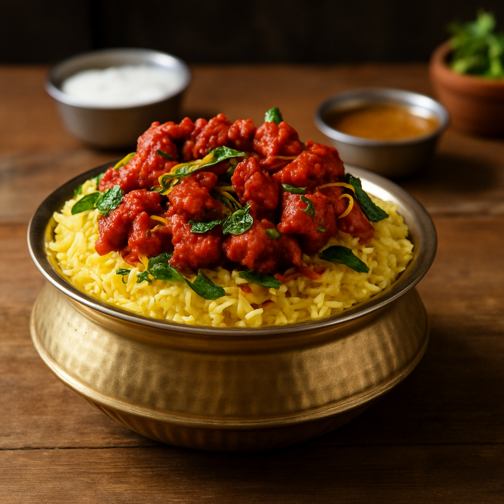 Saffron Hyderabadi Chicken 65 Dum Biryani